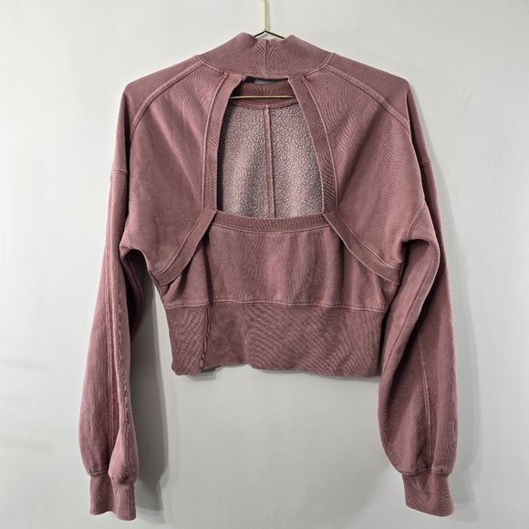 Anthropologie Daily Practice Sweatshirt Cutout Keyhole Cropped Crop Mockneck M - Picture 8 of 13